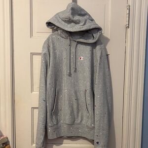 Champion Light Gray Speckled Hooded Pullover - Men